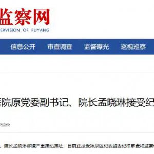 阜陽市第五人民醫(yī)院原黨委副書記、院長孟曉琳被查！